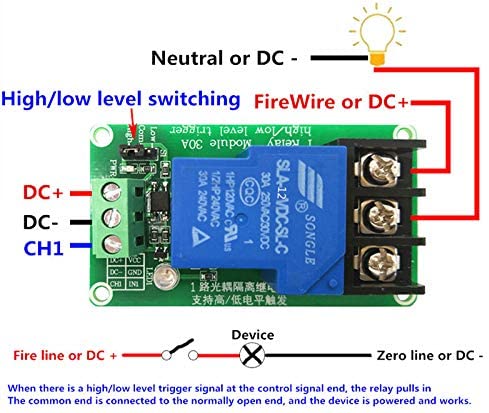 1 Channel Relay Module, 30A with Optocoupler, Isolation 12V Supports, High and Low Triger