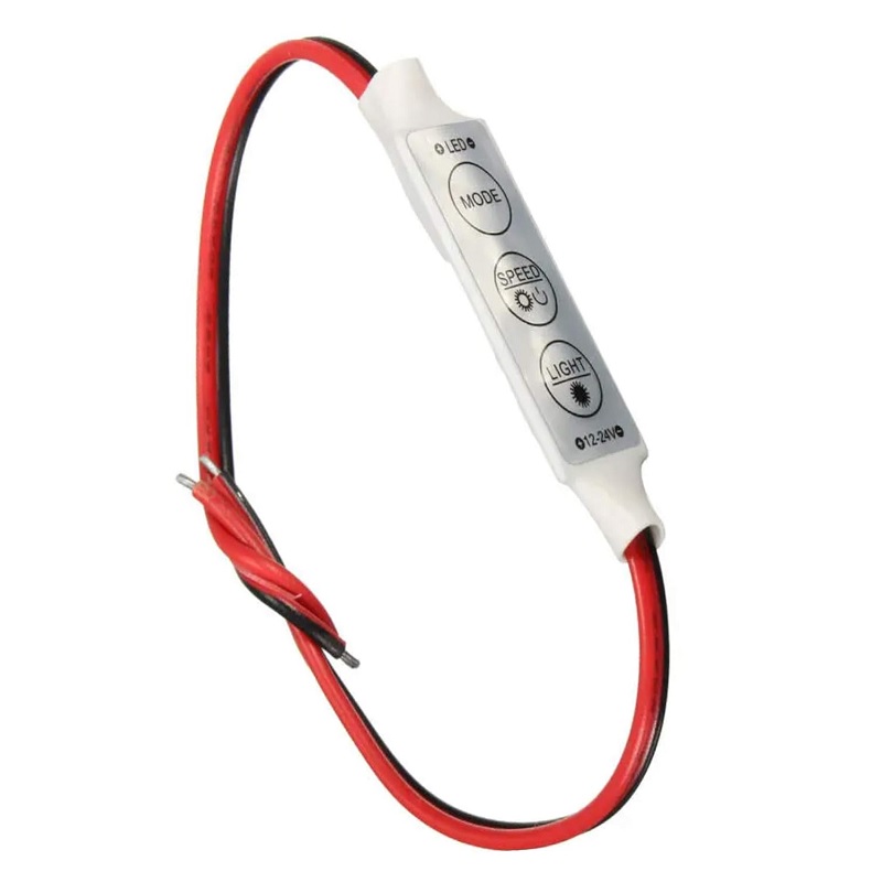 12-24V MINI 3Key LED Controller with Red+Black Cable