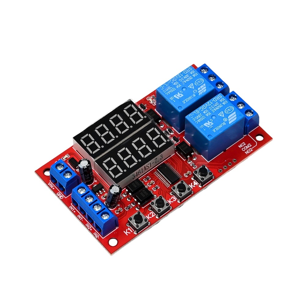 2 Channels12V Adjustable Time Delay Relay Module 32 Modes LED Digital Timming Trigger Timer Control Switch