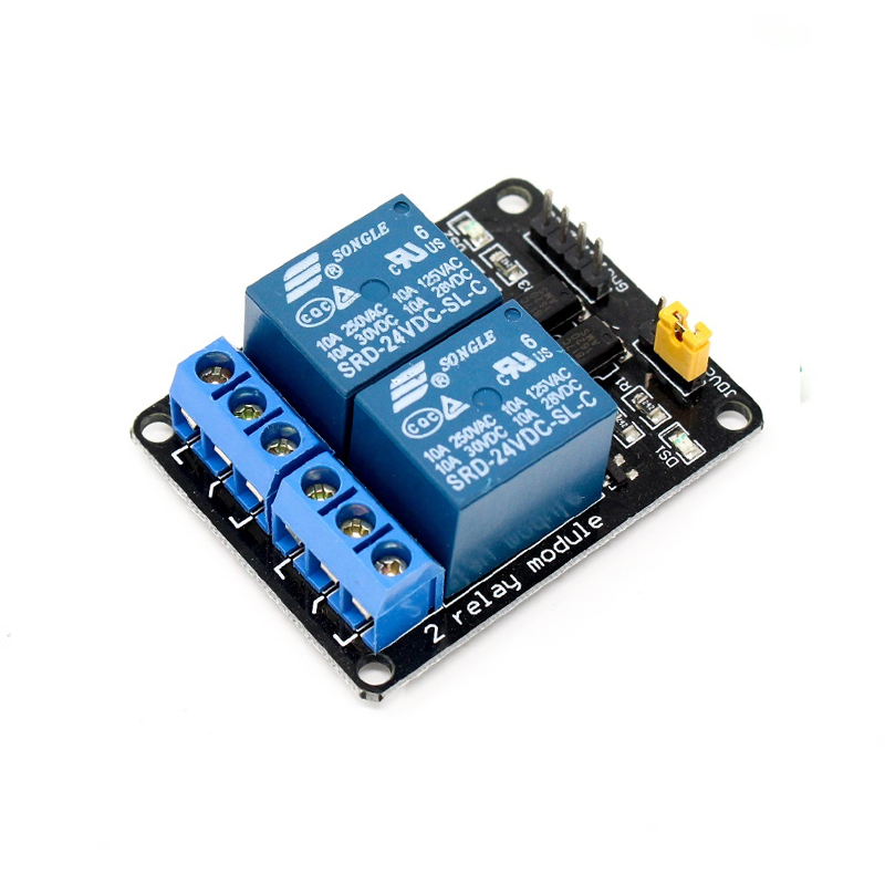 24V Dual Channel Relay Module (with Light Coupling) Diemension : (50 x 39 x 18 mm)