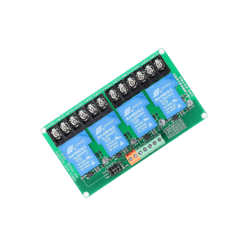 4 Channel Relay Module, 30A with Optocoupler, Isolation 24V Supports, High and Low Triger