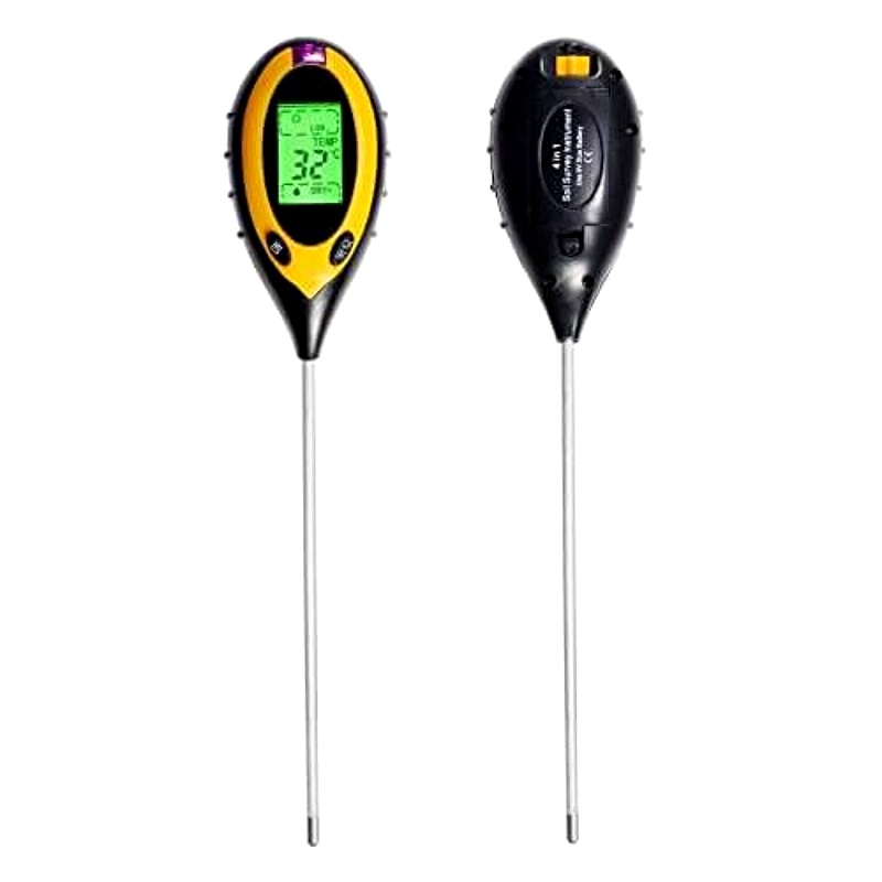 4 in 1 Soil PH Meter Soil Tester PH Moisture Meter Temperature Sunlight Measurement Analysis Acidity Alkali（Without Battery）