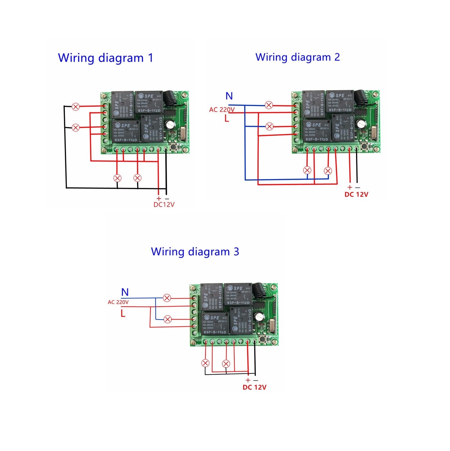 433MHz 12V 4 Channel, Relay Module Wireless, Remote Control Switch, without Battery