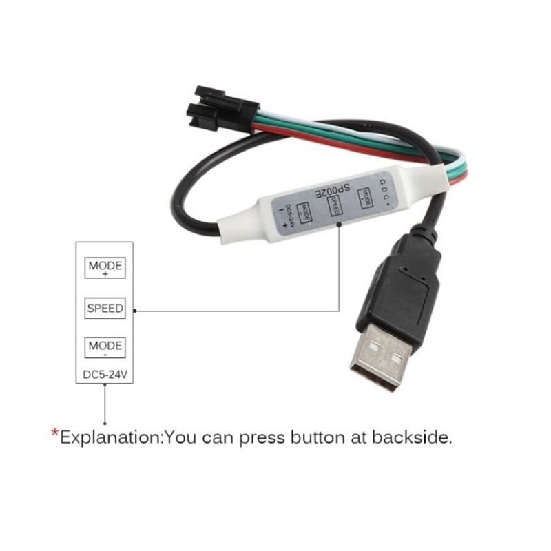 5-24V MINI 3Key LED Controller for WS2811 WS2812B LED Light Strip with USB Cable