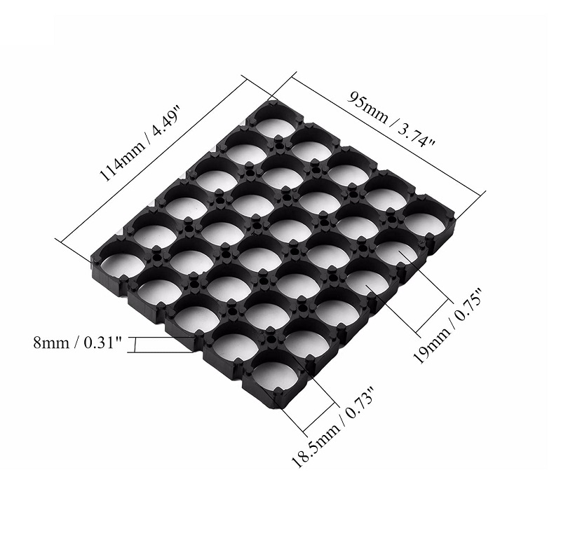 5 X 6 18650 Battery, Holder with 18.5MM, Bore Diameter