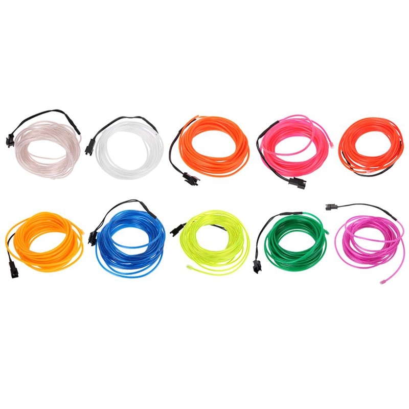 5M Neon Light Dance Party Decor Light Neon LED Lamp Flexible EL Wire Rope Tube Waterproof LED String – Only EL Wire -ORANGE