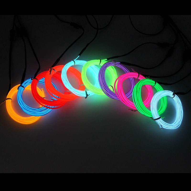 5M Neon Light Dance Party Decor Light Neon LED Lamp Flexible EL Wire Rope Tube Waterproof LED Strip – Only EL Wire -YELLOW