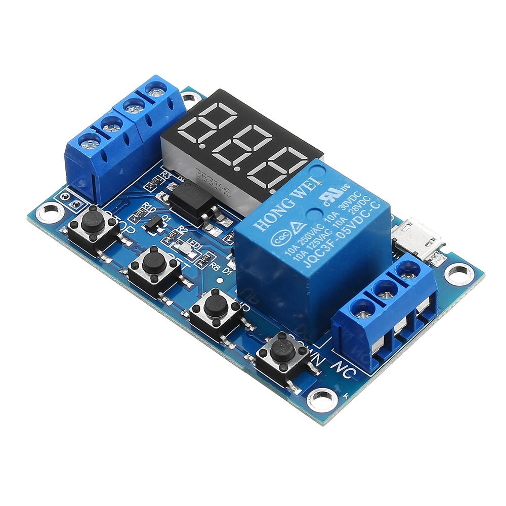 6-30V 1-Channel Power Relay Module with Adjustable Timing Cycle
