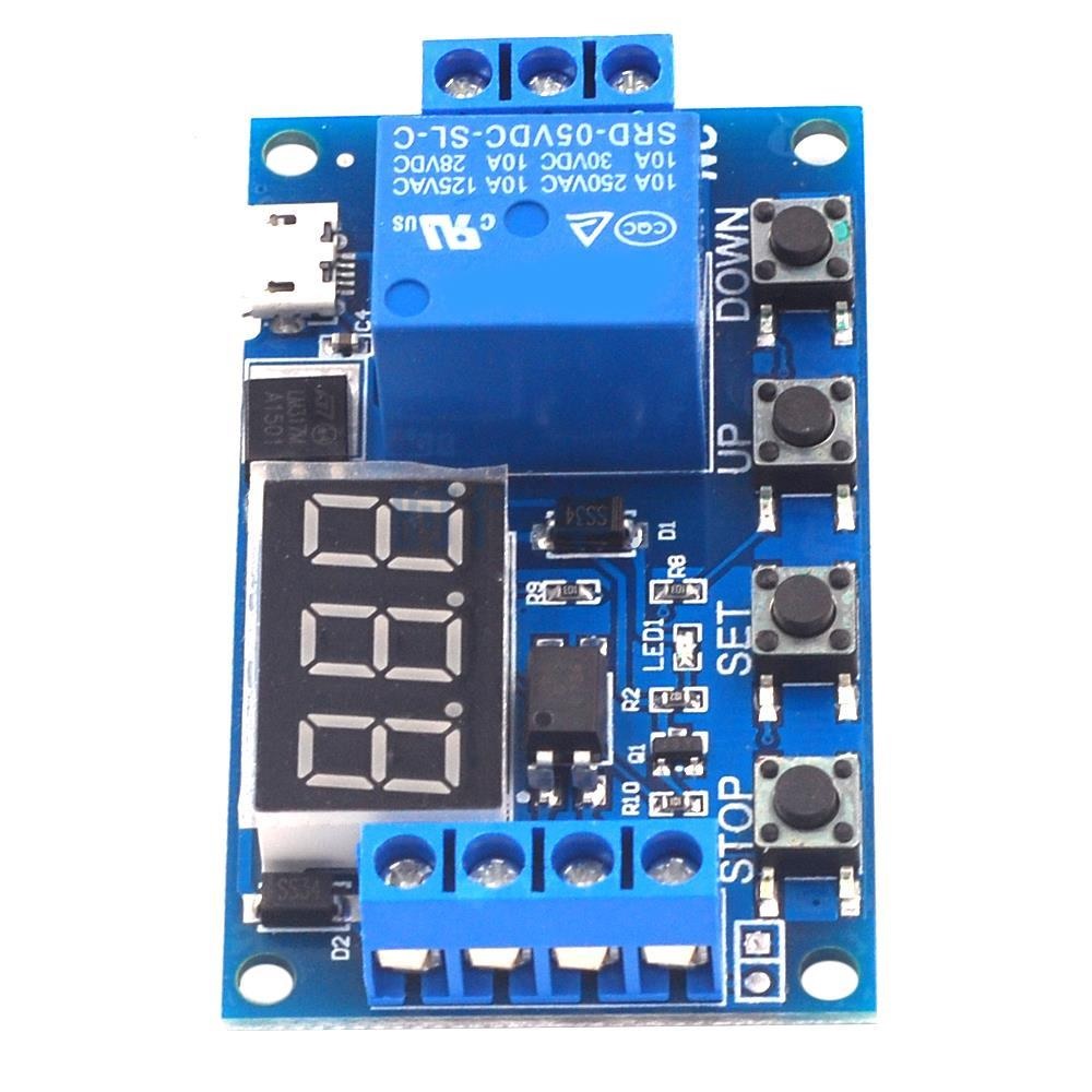 6-30V 1-Channel Power Relay Module with Adjustable Timing Cycle