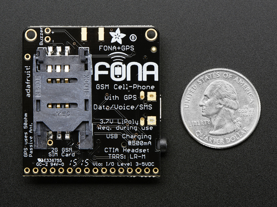 Adafruit FONA 808 – Mini Cellular GSM + GPS Breakout