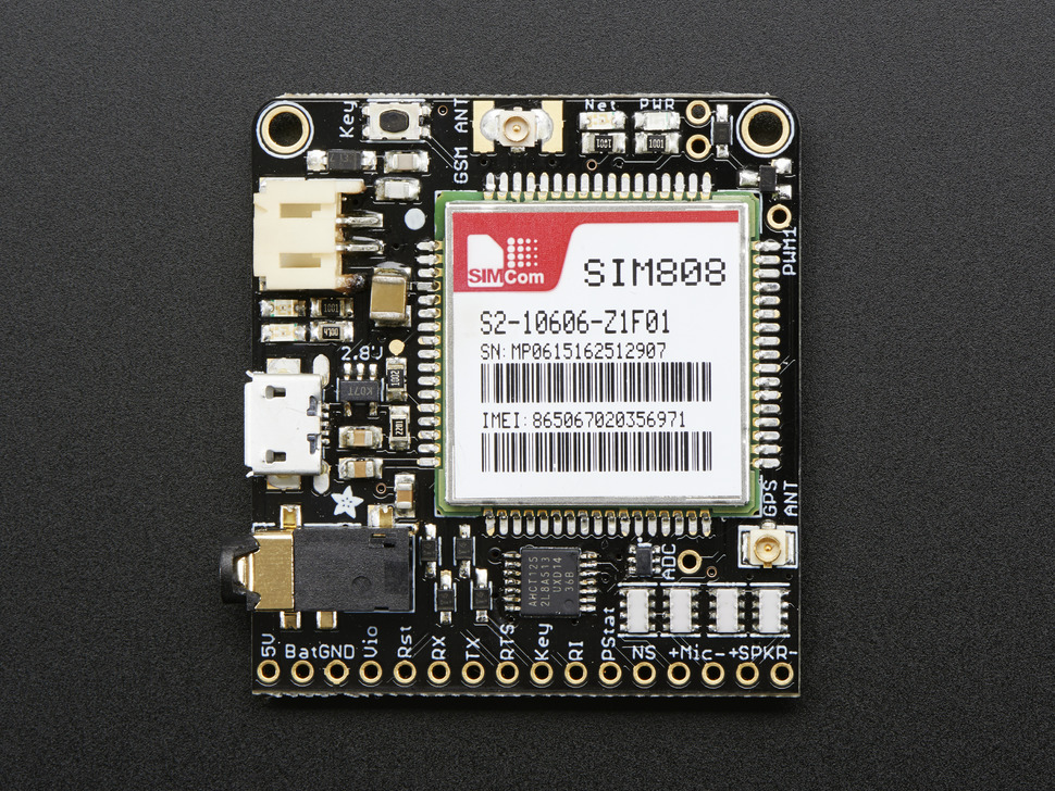 Adafruit FONA 808 – Mini Cellular GSM + GPS Breakout