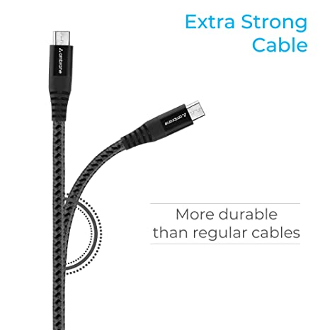 Ambrane 3A Fast Charging Braided Micro USB Cable Durable Mobile Use