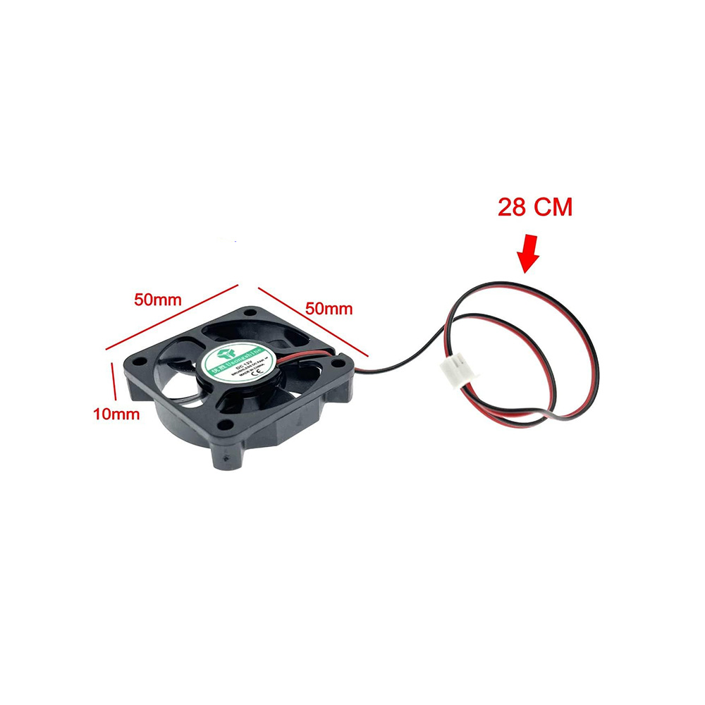 DC5V 5010 Double Ball Cooling Fan with 2Pin 30CM Cable Size:50*50*10MM