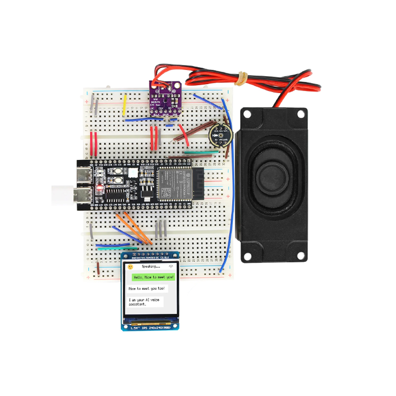 Keyestudio ESP32 S3 Al Chatbot Breadboard DIY Kit with 1.54 Inch Display Screen Al Voice Assistant Starter Kit for Deepseek