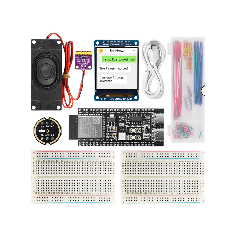 Keyestudio ESP32 S3 Al Chatbot Breadboard DIY Kit with 1.54 Inch Display Screen Al Voice Assistant Starter Kit for Deepseek