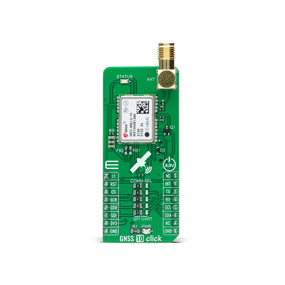 MIKROE GNSS 10 CLICK (MIKROE-5078)– Multi-Constellation NEO-M8J GNSS Receiver, mikroBUS Interface