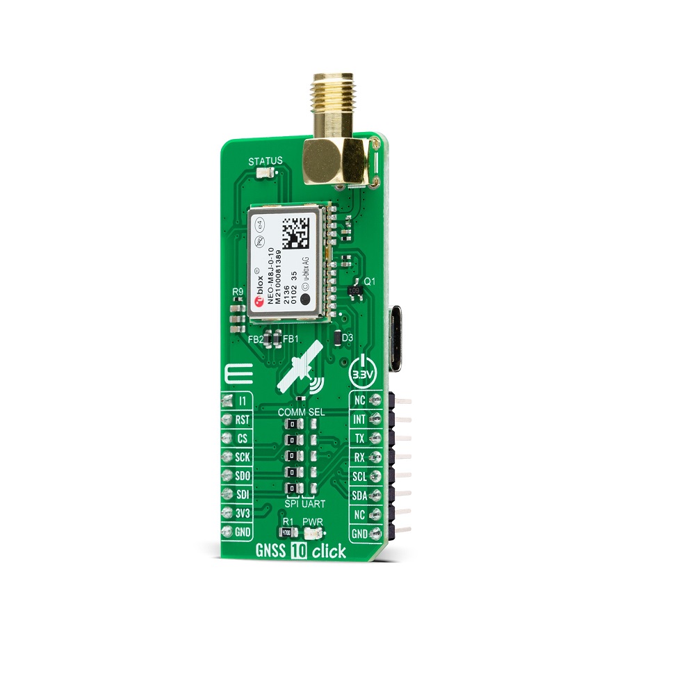 MIKROE GNSS 10 CLICK (MIKROE-5078)– Multi-Constellation NEO-M8J GNSS Receiver, mikroBUS Interface