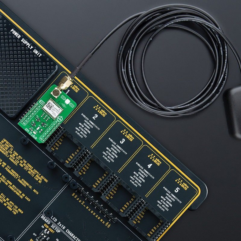 MIKROE GPS 6 Click (MIKROE-5115) – A2200-A GPS Receiver Board, UART Interface, 1.575 MHz L1 GPS, mikroBUS