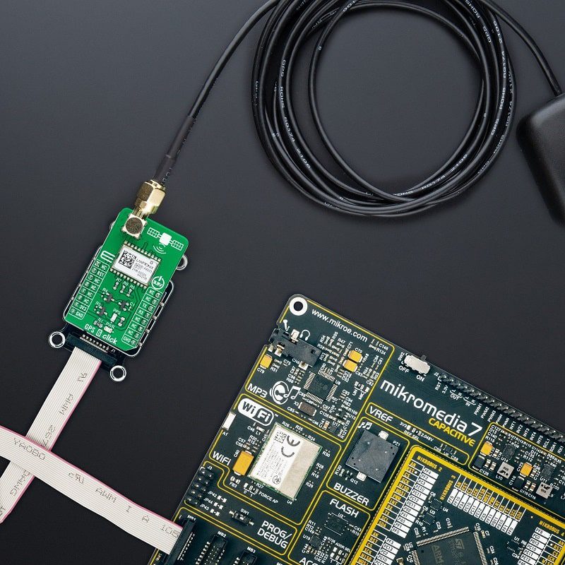 MIKROE GPS 6 Click (MIKROE-5115) – A2200-A GPS Receiver Board, UART Interface, 1.575 MHz L1 GPS, mikroBUS