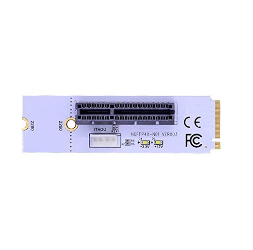 NGFF M.2 to PCI-E 4X Riser Card M2 Key M to PCIe X4 Transfer with LED Voltage Indicator for PCI Express 1X to 16X Adapter