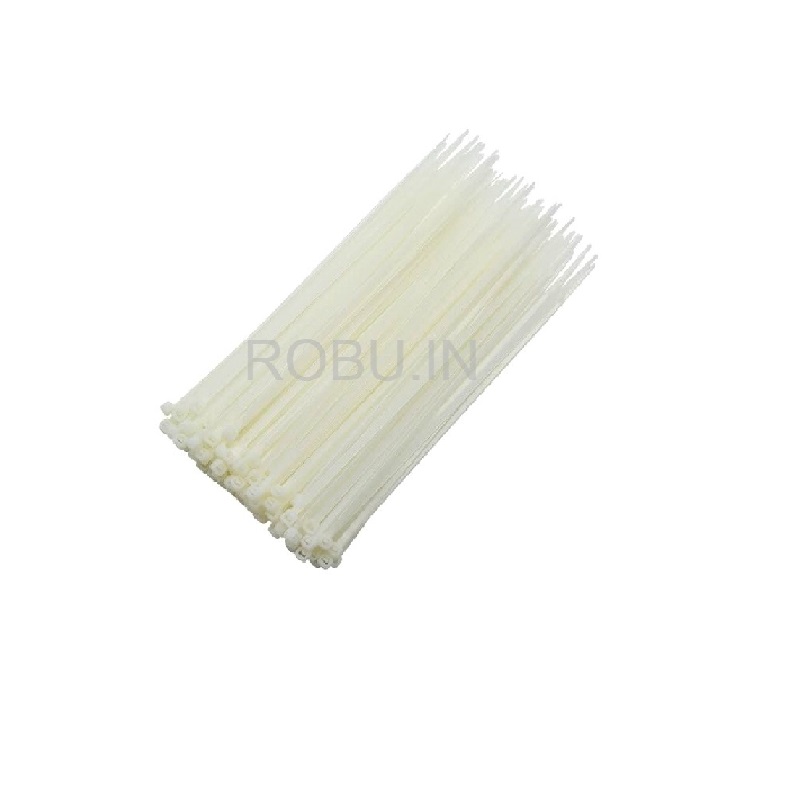 Nylon Cable Zip Ties 200mm White (100pcs)