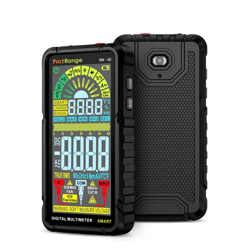 Pro-Range SM-05 Smart Digital Multimeter 6000 Counts | True RMS | Auto Ranging | NCV | 10A | 600V | Temperature Measurement | Fullscreen Color Display | In-bulit Battery