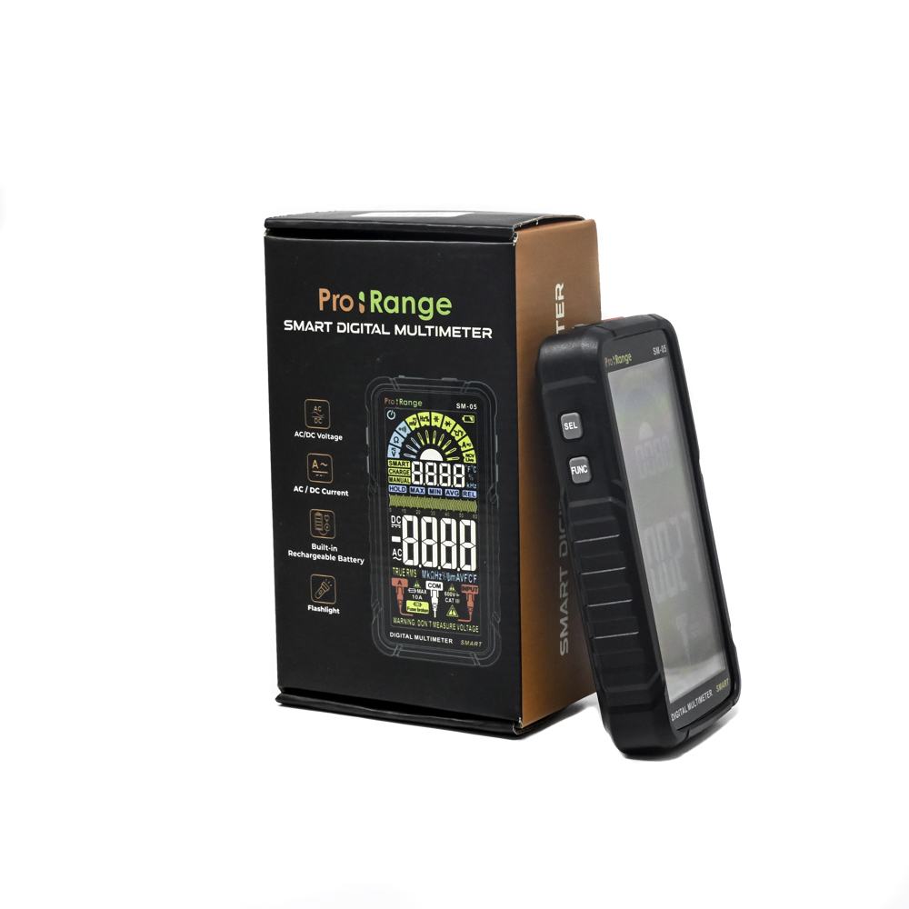 Pro-Range SM-05 Smart Digital Multimeter 6000 Counts | True RMS | Auto Ranging | NCV | 10A | 600V | Temperature Measurement | Fullscreen Color Display | In-bulit Battery