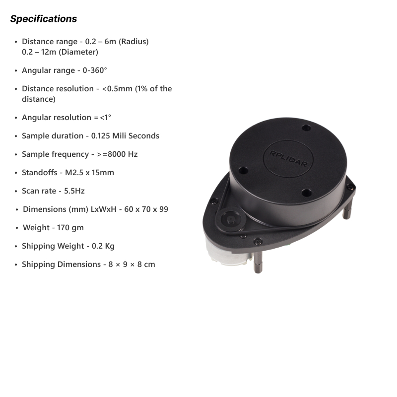 SLAMTEC RPLIDAR A1M8 360° Laser Range Finder 6m