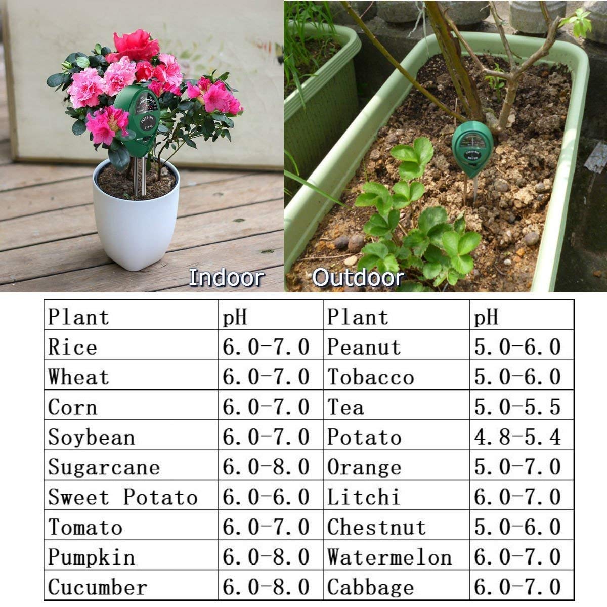 Three-Way Soil Meter For Moisture, Light Intensity and pH Testing Meter