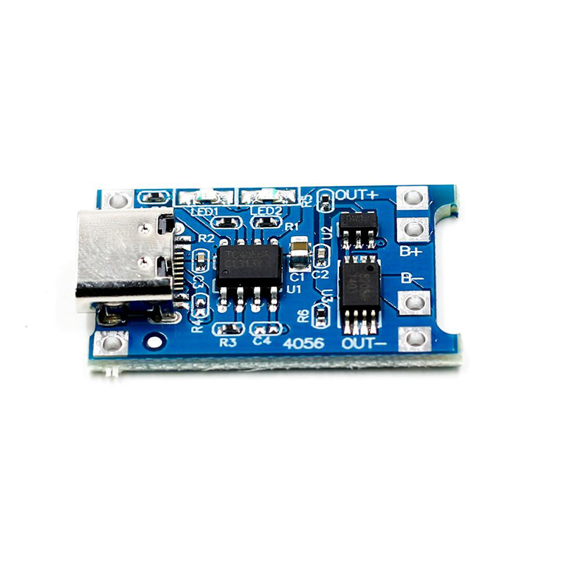 TP4056 Adjustable 1A Li-ion lithium Battery Charging Module with Overcurrent Protection – Type C Port or 5V DC Point for Input power, Output : 4.5-5.5V, Full charge voltage: 4.2V