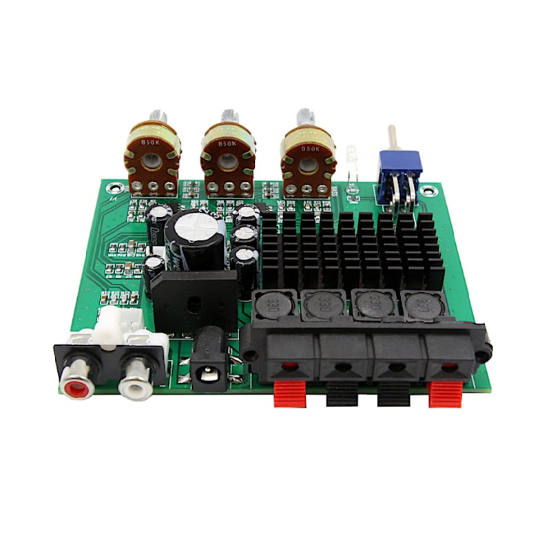 TPA3116D2 Audio Amplifier with Tone Control Panel, 2 x 80 W (12 – 24 VDC or 12 – 17 VAC)