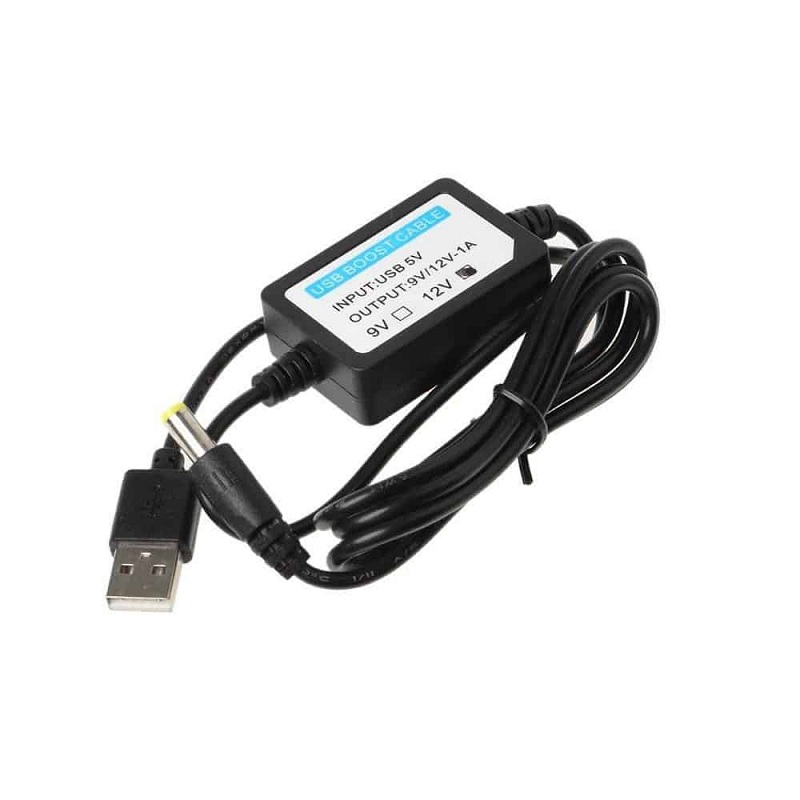 USB 5V to 12V Step-Up Booster Cable 1A 2.1×5.5mm DC Plug