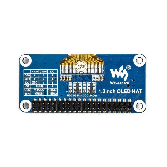 Waveshare 128×64, 1.3inch OLED display HAT for Raspberry Pi