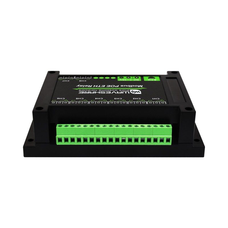 Waveshare 8-ch Ethernet Relay Module, Modbus RTU/Modbus TCP Protocol, PoE port Communication, With Various Isolation And Protection Circuits