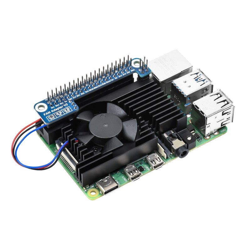 Waveshare Dedicated All-In-One Aluminum Alloy Cooling Fan For Raspberry Pi 4B, PWM Speed Adjustment, Better Cooling