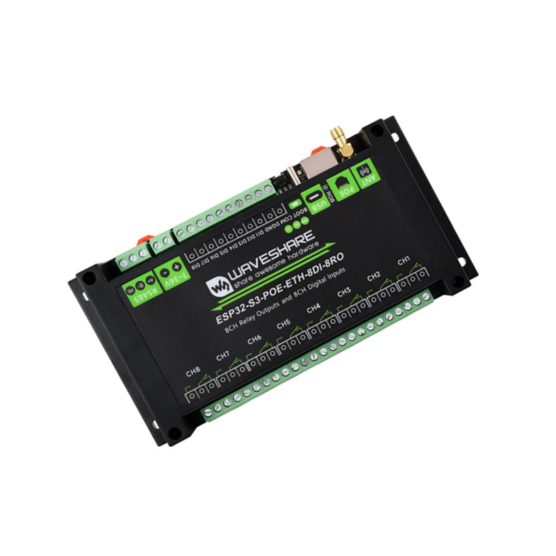 Waveshare Industrial 8-Channel ESP32-S3 WiFi Relay Module, Onboard Isolated CAN Interface with Common network port