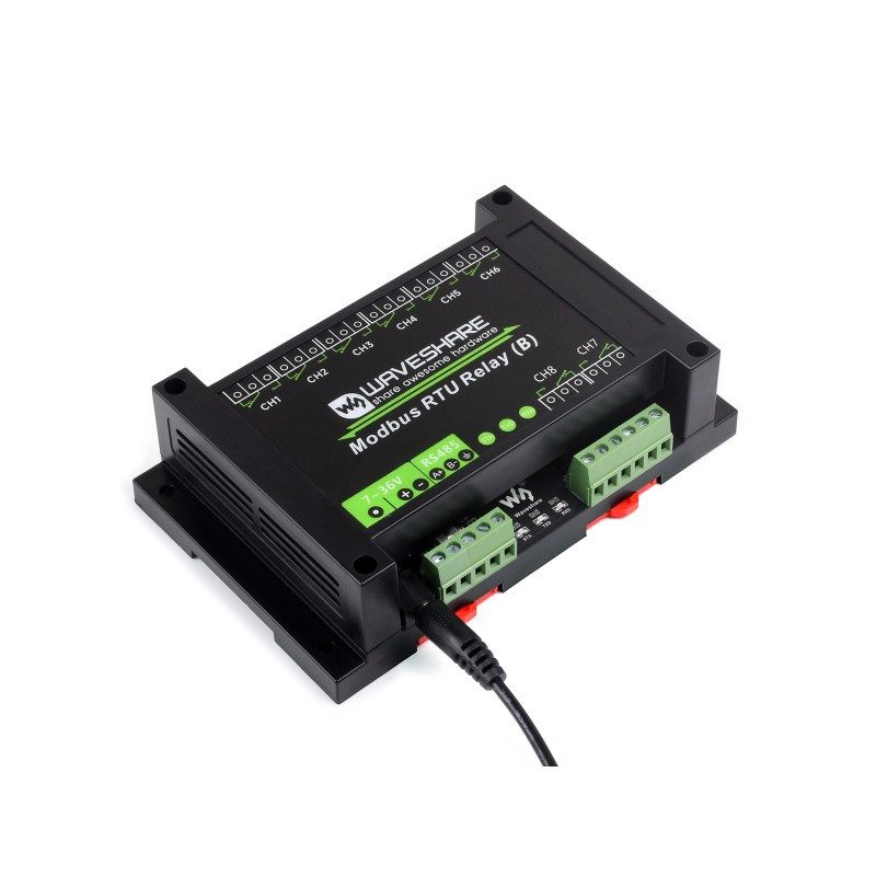 Waveshare Industrial Modbus RTU 8-ch Relay Module (B) with RS485 Interface, Multi Isolation Protection Circuits, 7~36V Power Supply