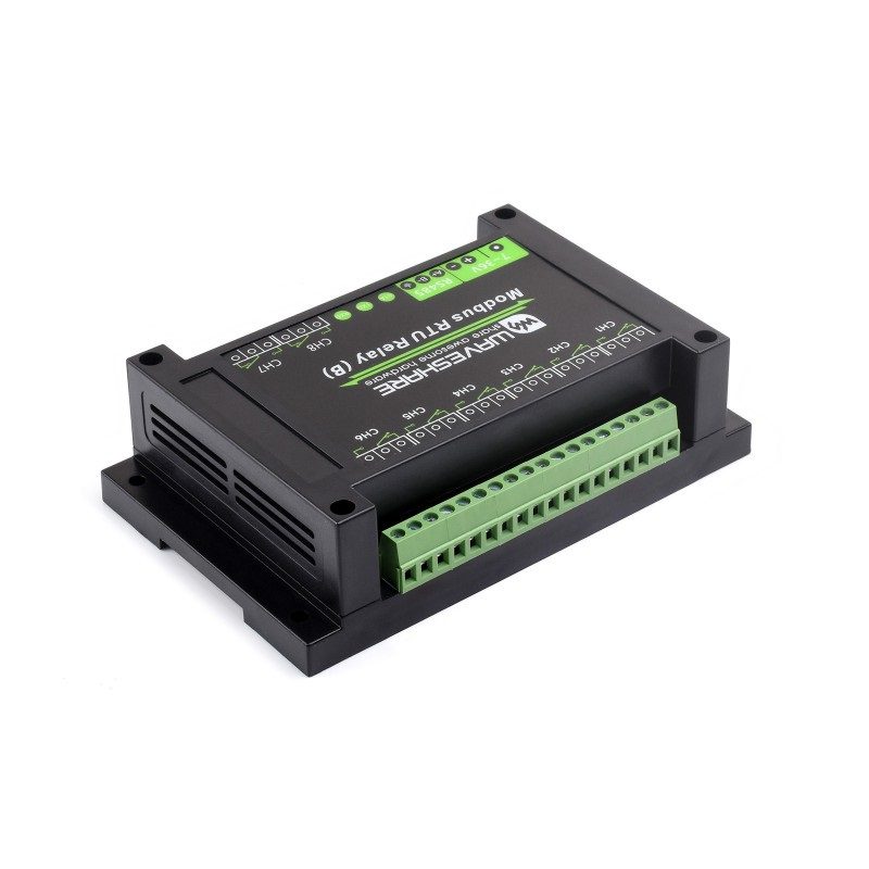 Waveshare Industrial Modbus RTU 8-ch Relay Module (B) with RS485 Interface, Multi Isolation Protection Circuits, 7~36V Power Supply