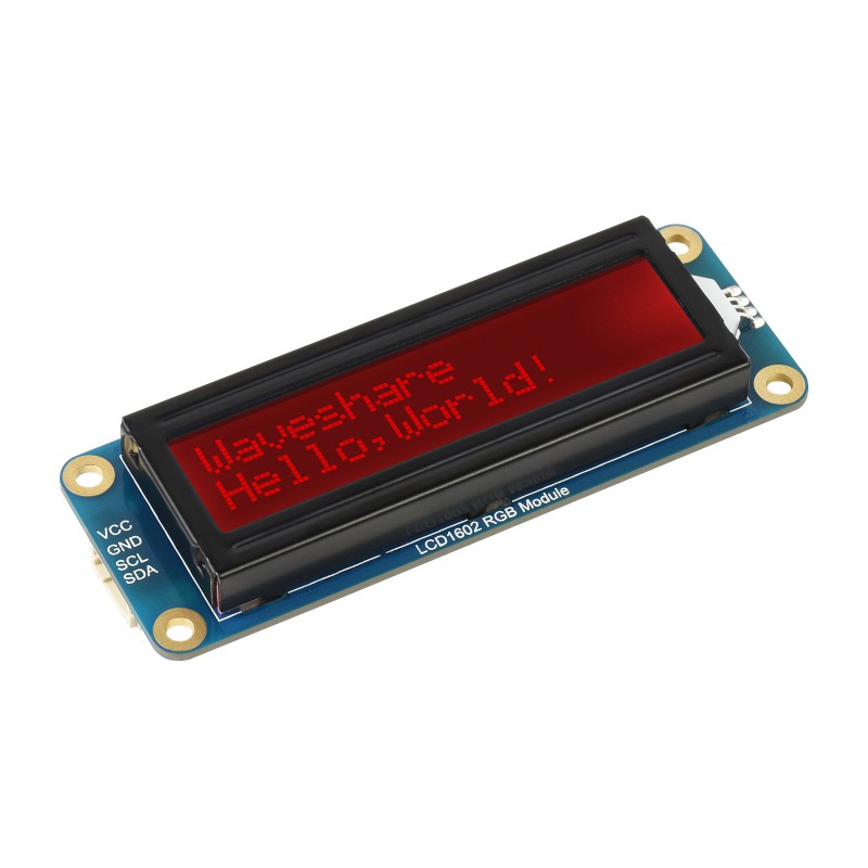 Waveshare LCD1602 RGB Module, 16×2 Characters LCD, RGB Backlight, 3.3V/5V, I2C Bus