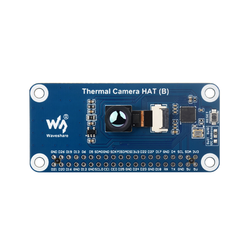 Waveshare Long-wave IR Thermal Imaging Camera HAT (B) For Raspberry Pi, Options For 45° FOV, Raspberry Pi IR Camera, 80×62 Pixels, Standard 40PIN GPIO Header