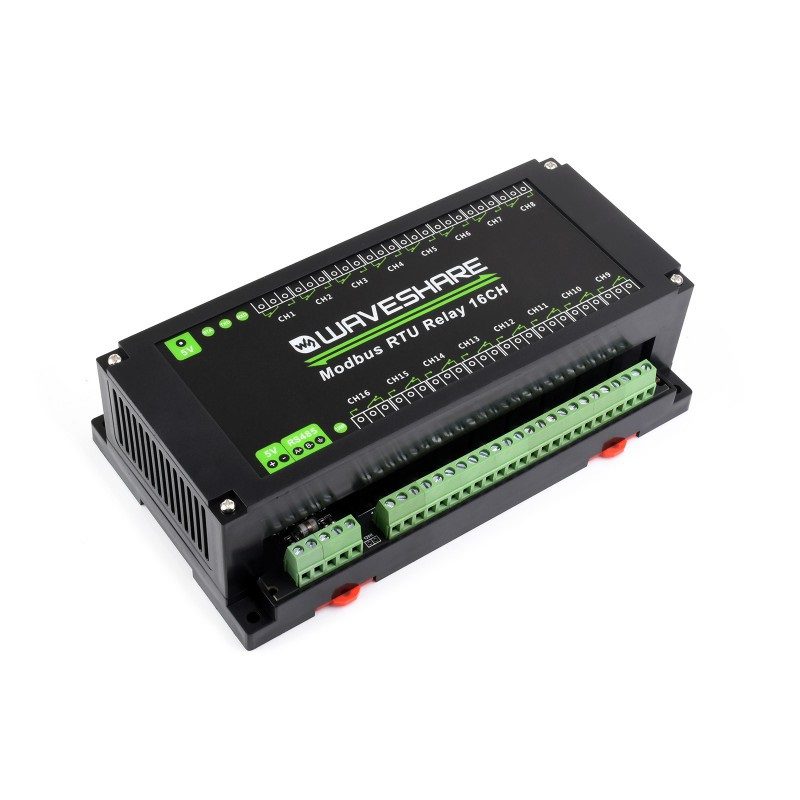 Waveshare Modbus RTU 16-Ch Relay Module, RS485 Interface, With Multiple Isolation Protection Circuits