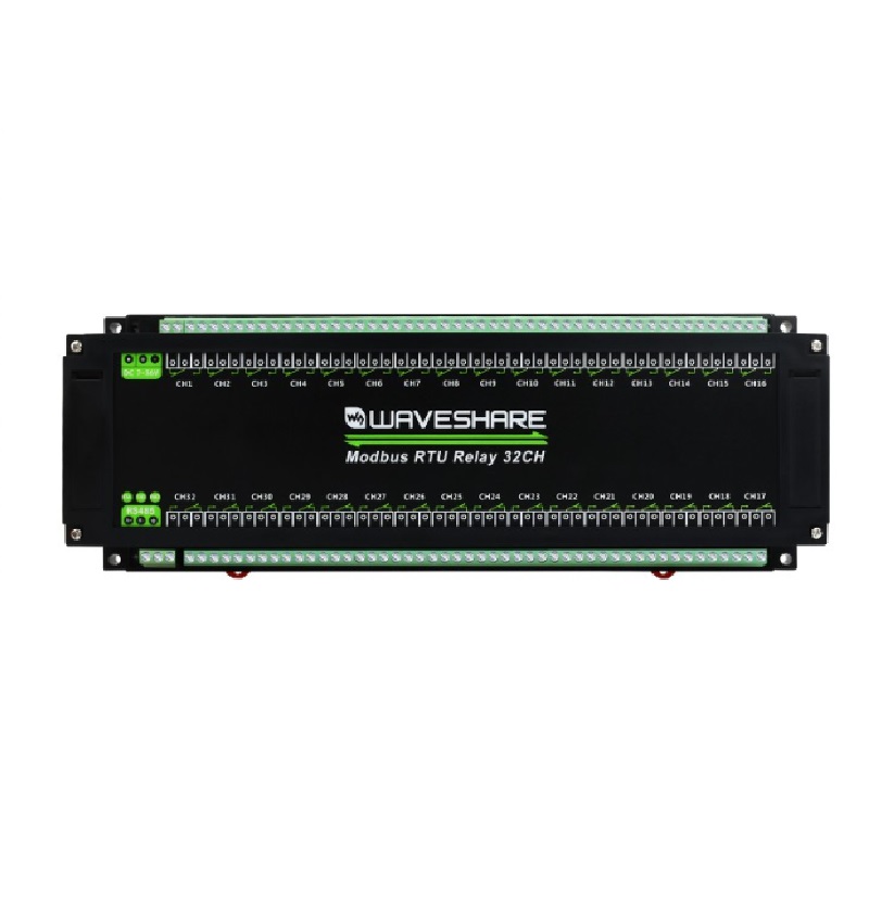 Waveshare Modbus RTU 32-Ch Relay Module, RS485 Interface, With Multiple Isolation Protection Circuits